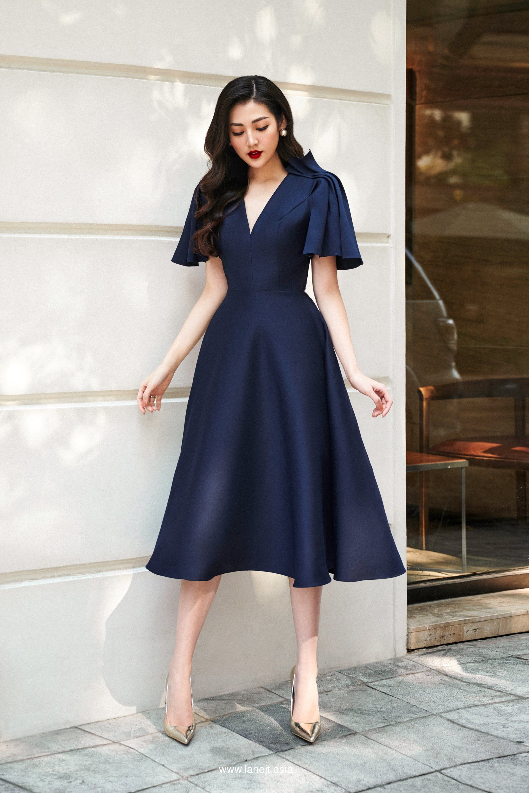 blue modest dress